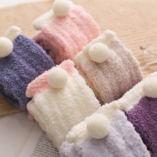 6 st Mjuka Toffelsockor för Dam, Bekväma Tjocka Vinter, ZQKLA