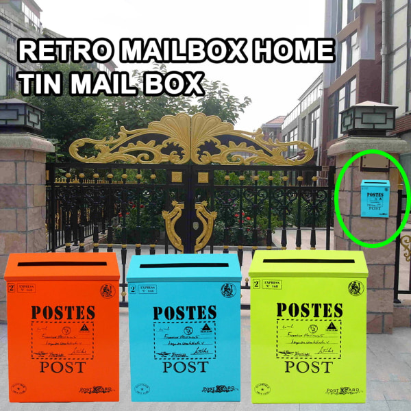 （Rose red） Vintage vägghängande järn brevlåda Mail Postal Lett, ZQKLA