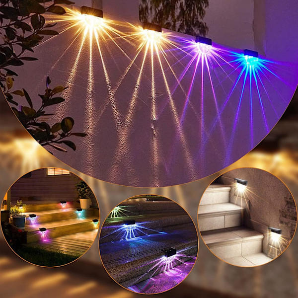 Solarlampa för utomhusbruk, LED-vägglampa utomhus, 4-pack Varm, ZQKLA