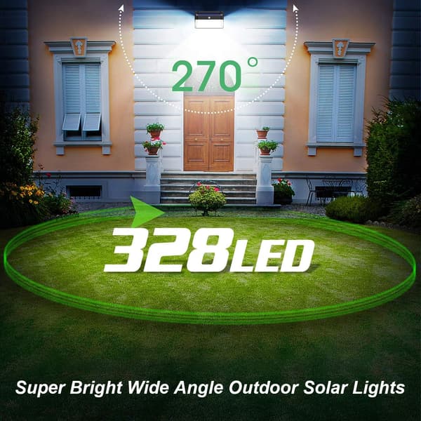 Solcellelampe Utendørs 158 LED【3000LM-2400mAh Solcellepaneler】