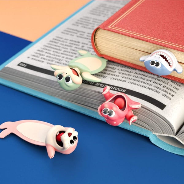 4 stycken galet bokmärke 3D Stereo Kawaii Tecknad Lovely Animal Bo