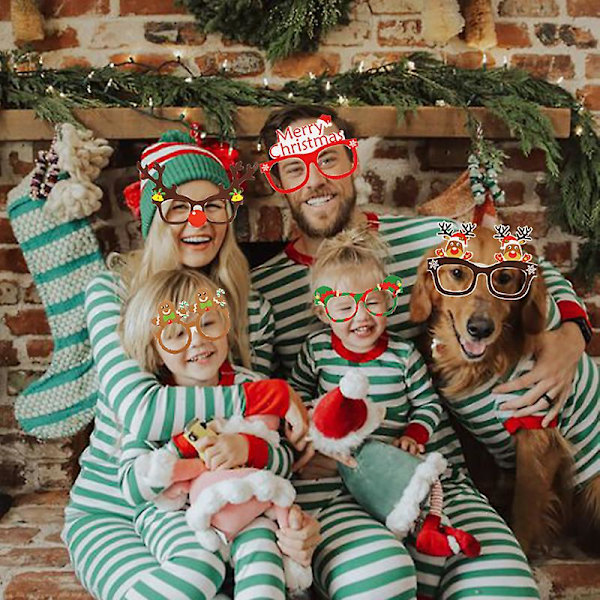 9 st julglasögon med tomte, julgran och älg - pappersramar, julglasögon, fotorekvisita, juldekorationer, nyår, Navidad, barnpresent