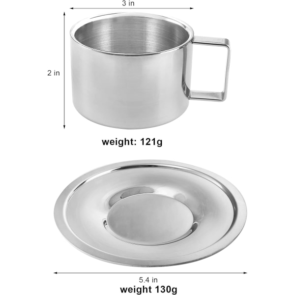 1 SÆT 200 ml Rustfrit Stål Kaffekopper Sæt Espresso Kopper, D,ZQKLA