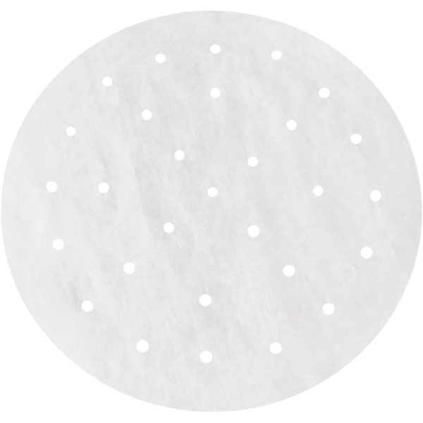 100 stk. 24 cm Rund Perforeret Bagepapir til Bambusdamper, ZQKLA
