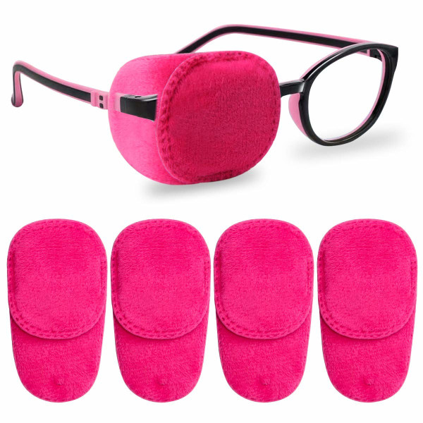 4-pack ögonlappar för barn, flickor, pojkar, höger och vänster öga (rosa)