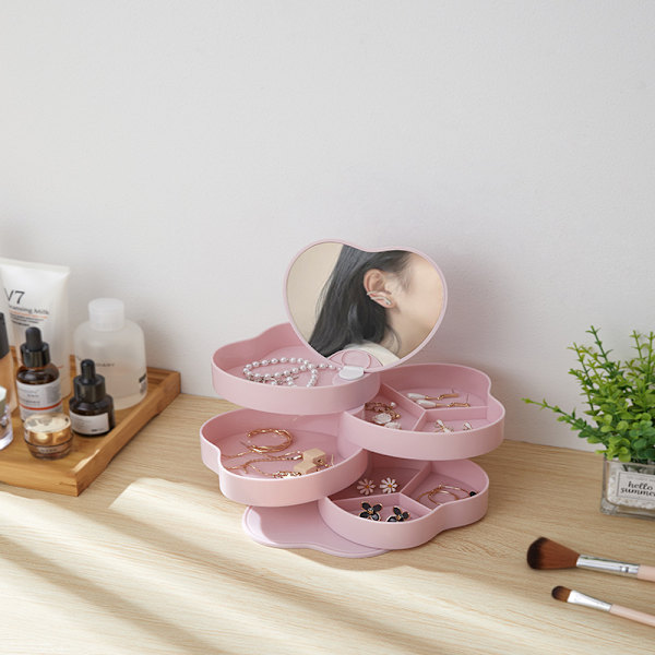 4-lags Rejse Smykkeskrin Organizer Display Bakke, Sort, Port, ZQKLA