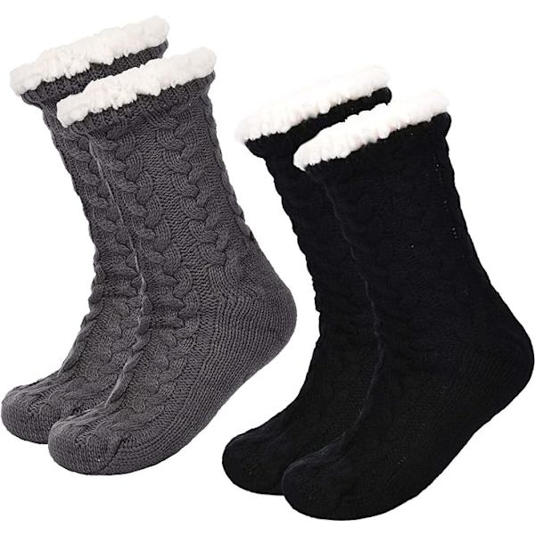 2 par varma toffelsockor för damer, julstrumpor, mjuka, Fle, ZQKLA