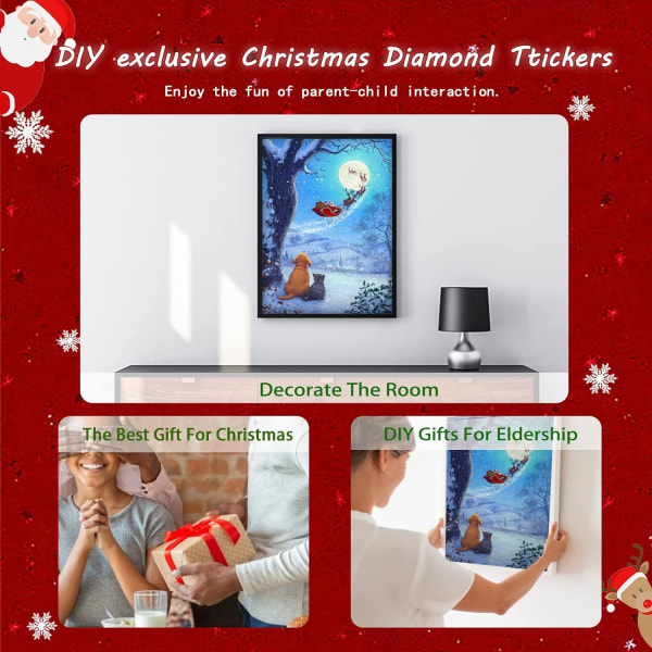Christmas Diamond Painting Kit, Santa Claus Sleigh Söta djur 5