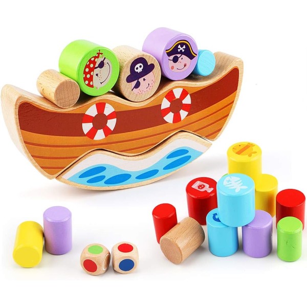 Pirate Wooden Balancing Game Rakennuspalojen pinoaminen Montes,ZQKLA