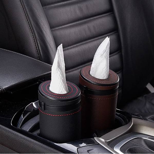 （Brun）Tissue Bil Mugghållare, Universal PU Läder Tissue Di,ZQKLA