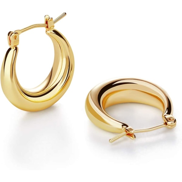 Chunky Gold Hoop örhängen för kvinnor Söt mode Hypoallerge, ZQKLA