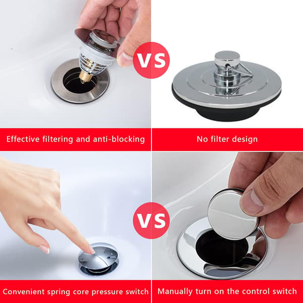 Ø 34-38mm Rostfritt Stål Handfatspropp, Universal Pop-up Sin