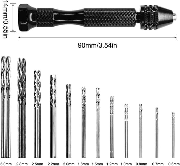25 Deler Håndsdrillbitssett, 24 Mini Twist Drillbits (0.6-,ZQKLA