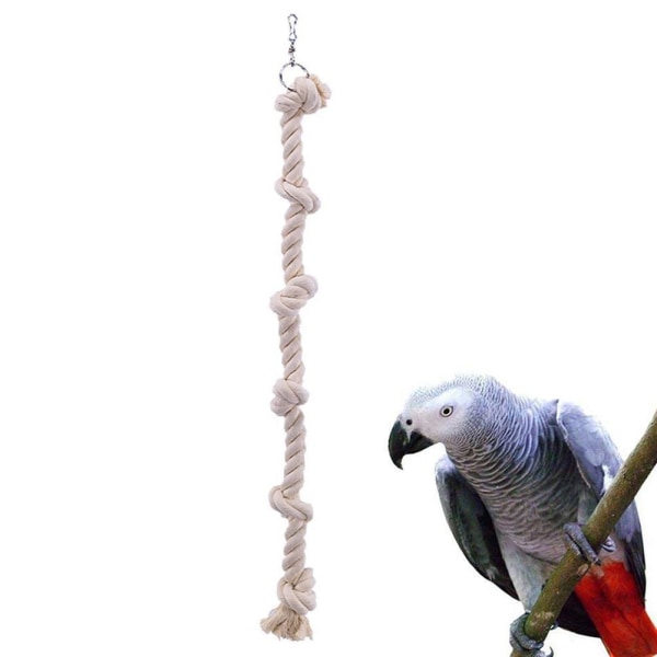 2 stycken 40 cm rep med 6 bomullsknutar för fågel, ZQKLA