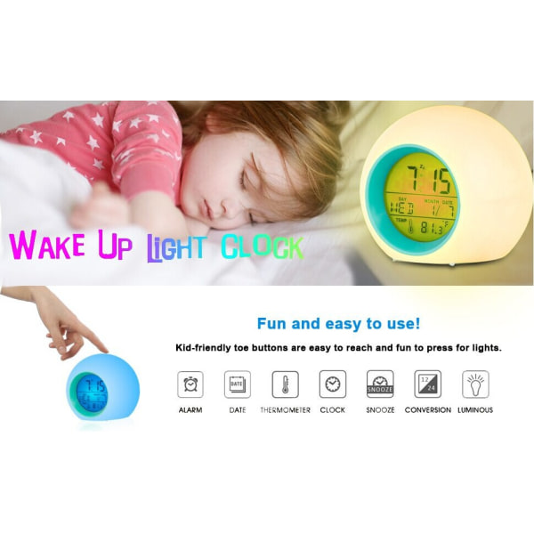 Digital väckarklocka för barn 7 färger Barnväckare Clo,ZQKLA