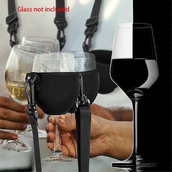 4 stk Bærbare Vinglassholder Stropp Vinslynge Okse Vinglassholder Støtte Nakkestropp til Bursdag