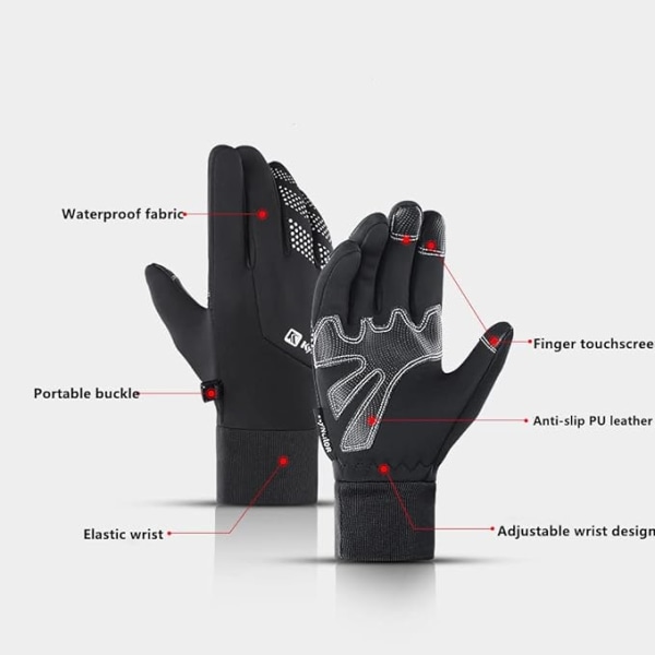 Vinter Termiske Handsker Touchscreen Handsker Anti-slip Håndflade Vind, ZQKLA