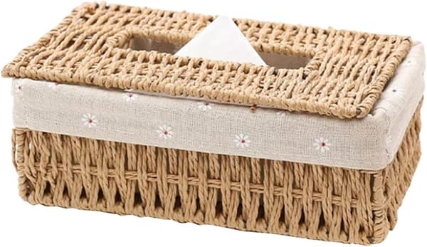 Håndlavet Rattan Tissue Box, Rektangulær Tissue Box Dispenser, ZQKLA