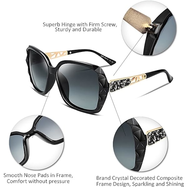 Solbriller til Kvinder Polarized UV400 Beskyttelse Oversized, ZQKLA