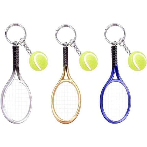3 stk tennisketcher nøglering med bold nøglering i gave tenni,ZQKLA