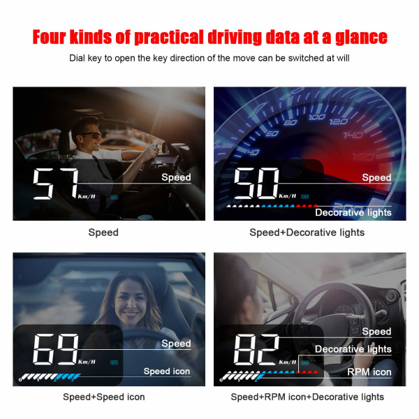 Bil HUD Head Up Display OBD2 & HUD GPS Display, 3.5 Tommer Hea,ZQKLA