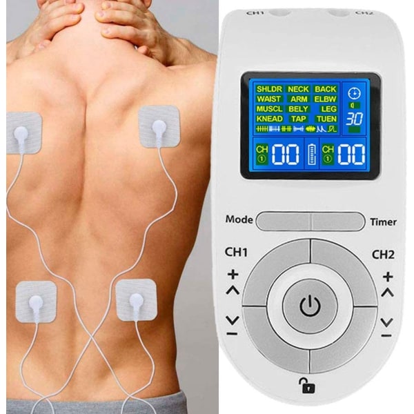 Dobbelkanals TENS-maskin for smertelindring, [12 moduser, 40 intensiteter, ZQKLA