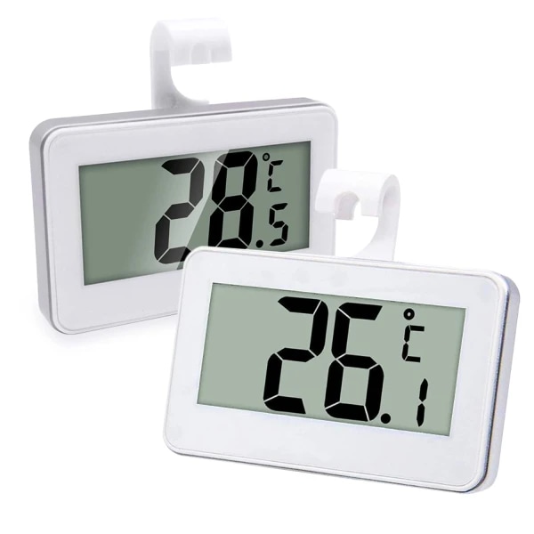 Digitalt køle- og frysetermometer, 2 sæt digitalt vandtæt køle- og frysetermometer med letlæseligt LCD-display (hvid-2)