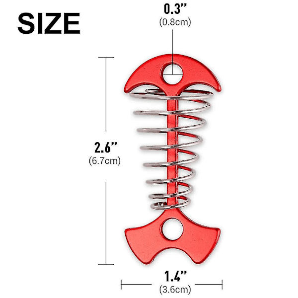Deck Plank Board Tent Stakes, kalanruoto Deck Anchor Pegs jousikiinnikkeellä ulkoilmaretkeilyyn ja vaellukseen (10 kpl, punainen)