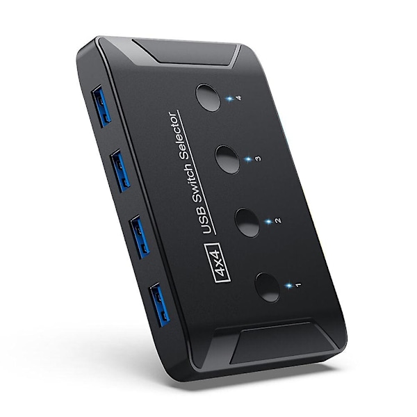 USB 3.0-växlare, 4-ports automatisk USB-hubb, 4-in-4-ut, delad växlare för skrivare, tangentbord, mus