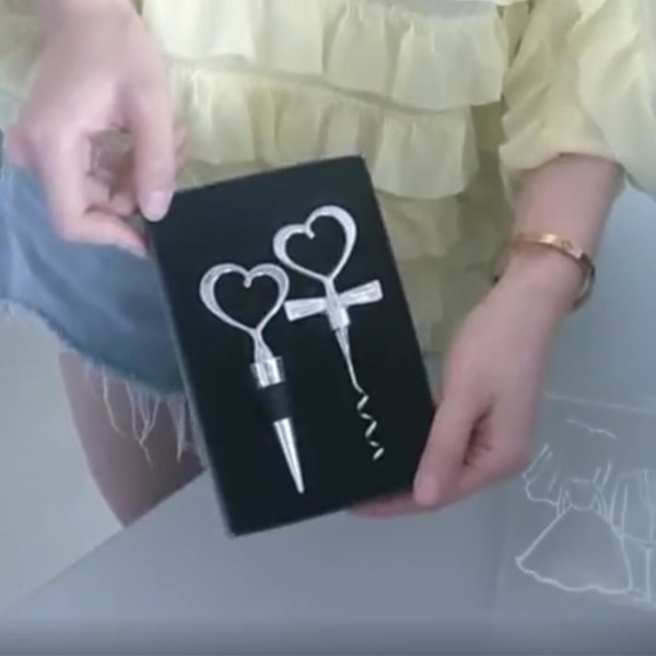 1 Set Flasköppnare och Korkstopp Kit Exklusiv Hjärta Form Zink Legering