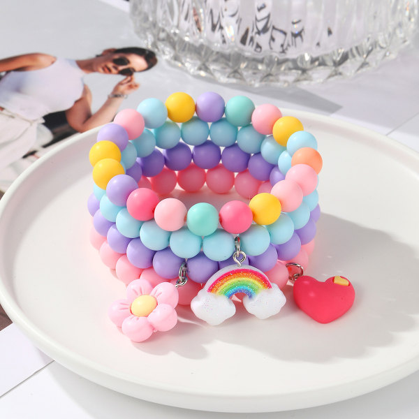Rainbow Beads Armband for Kid Girl, 4PC, Rainbow Armband M,ZQKLA