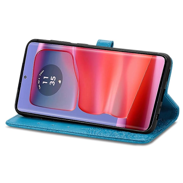 Til Motorola Moto G75 5G Wallet Case Mandala Blomst Læder Telefon Cover Stativ View-Blå Blue