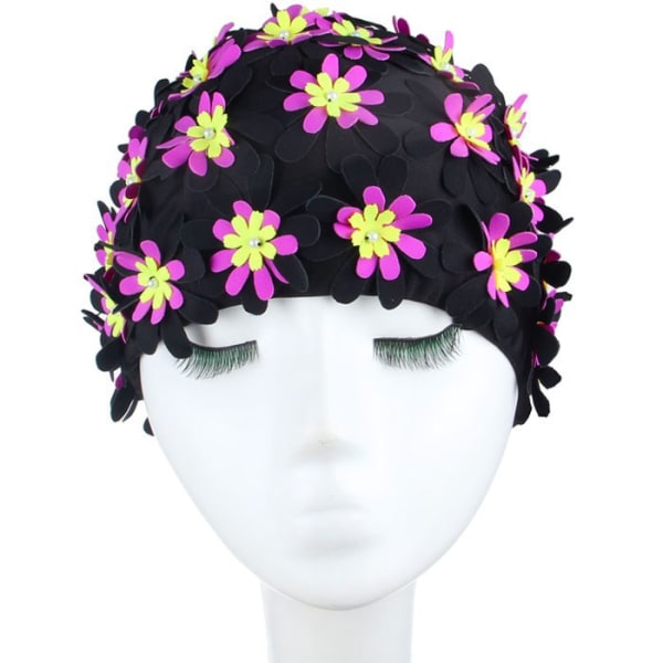 Badehette for kvinner med blomsterblader, retro stil, ZQKLA
