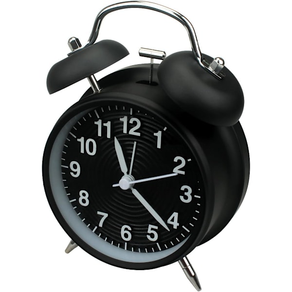 Väckarklocka med dubbla klockor - 10cm - Tyst - Batteridriven, ZQKLA