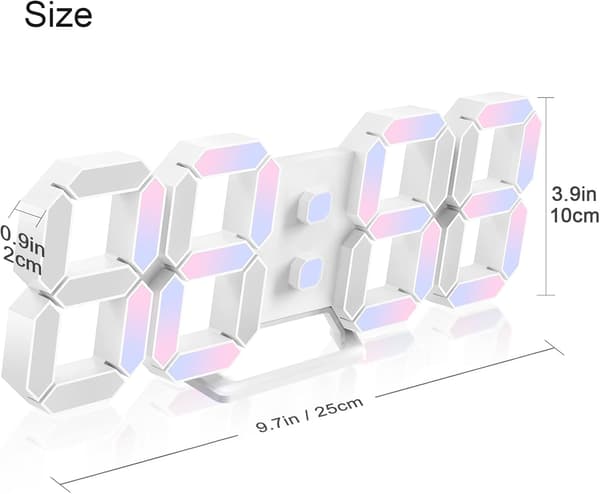 3D LED Digital Väggklocka Stor Ljusande Väckarklocka Ljudlös, ZQKLA