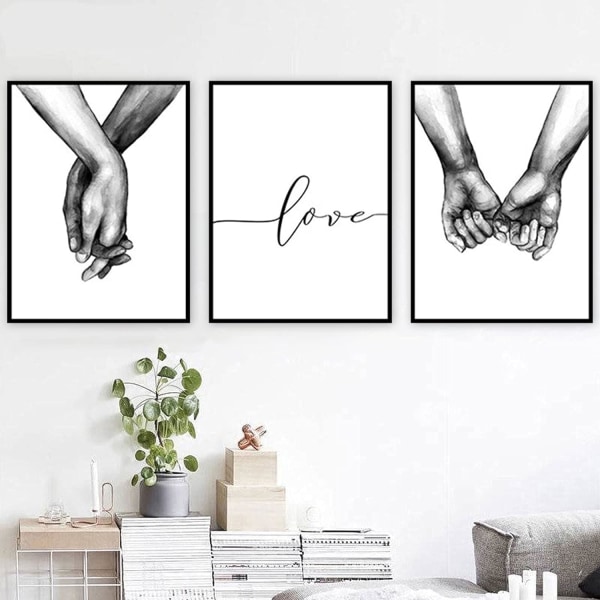 (30*40 cm) Set med 3 svarta och vita affischer, premium väggkonst, ZQKLA