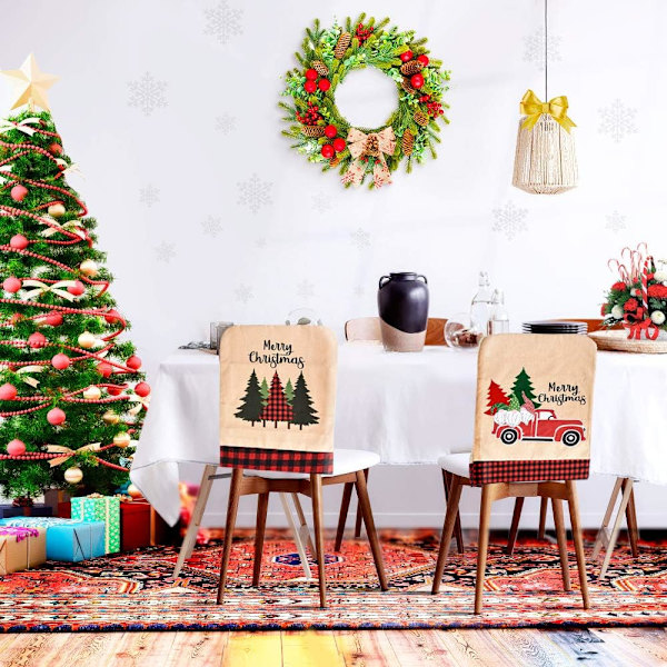 Jul Stolsöverdrag Set med 3 st Matsalsstolar, ZQKLA