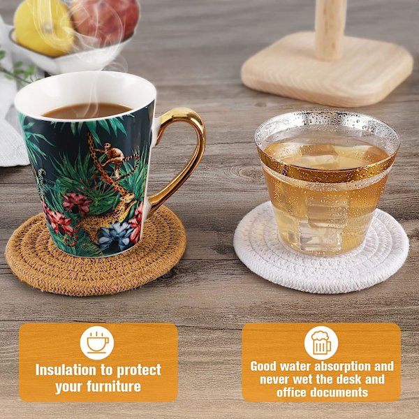 Stilige håndlagde flettede drikkeunderlag for kaffebord (4