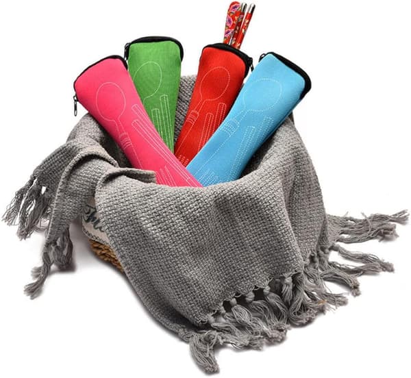 4 Stykker Bestikkpose Reisebestikk Etui Lunsj Servise S,ZQKLA