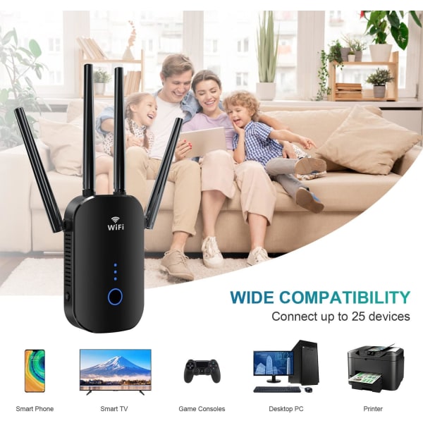 WiFi-förstärkare, 1200 Mbps Hem WiFi-utvidgare