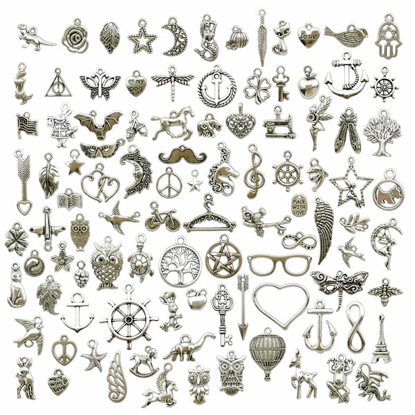 100 st Vintage Skelettnyckel Charm, Blandade Antik Stilar, ZQKLA