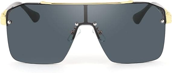Vision Oversized Stilfulde One Piece Rammeløse Solbriller Flat Top