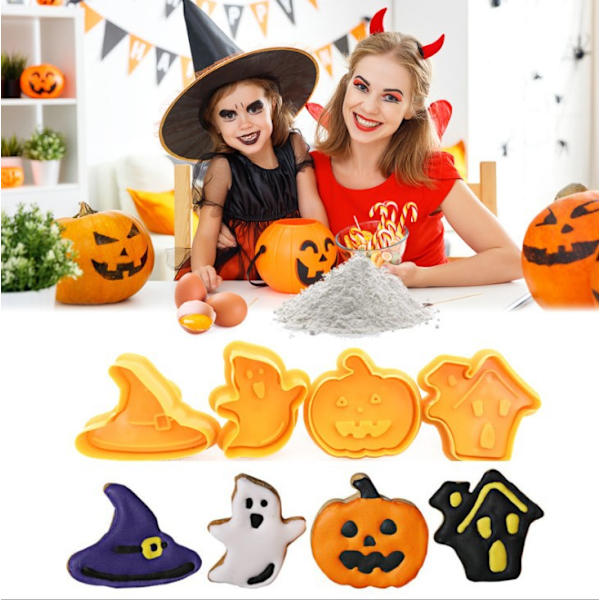4 st 3D stereo tecknade kakformar DIY Halloween fondant mo,ZQKLA