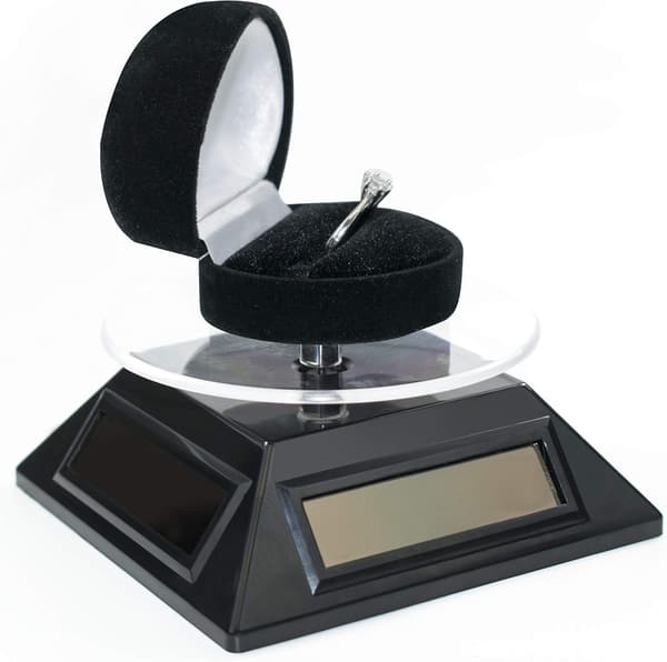 （Silver）Svart Batteridriven/Solcellsdriven Roterande Monter, ZQKLA