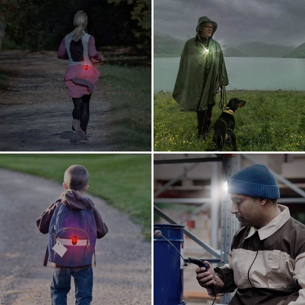 LED-strålkastarsäkerhetsljus med klämma för utomhussportbarn, ZQKLA