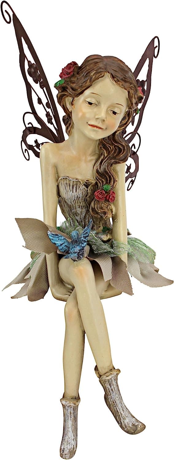 Fannie Havefeen Siddende Statue, 21 cm, Polyresin, Fuld Farve
