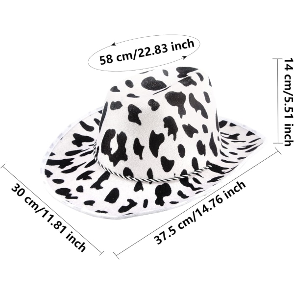 4 Pack Cow Print Cowboy Hat Mustavalkoinen Cow Pattern Rode, ZQKLA