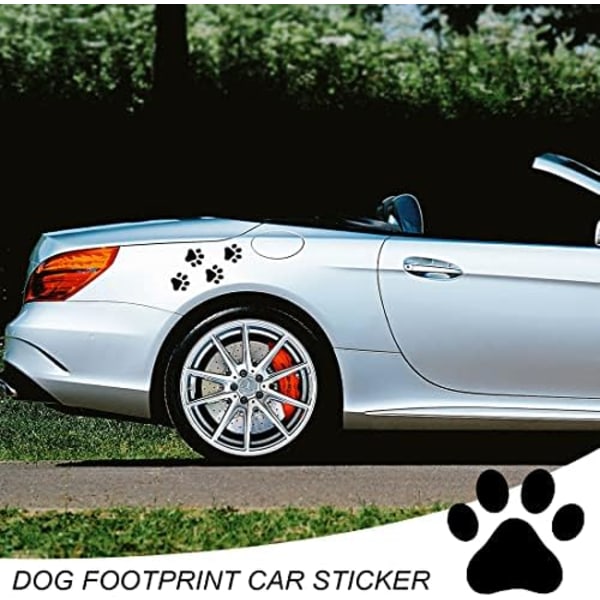 4 st Svart 3D Chrome Dog Paw Footprint Bildekal Emblem S,ZQKLA