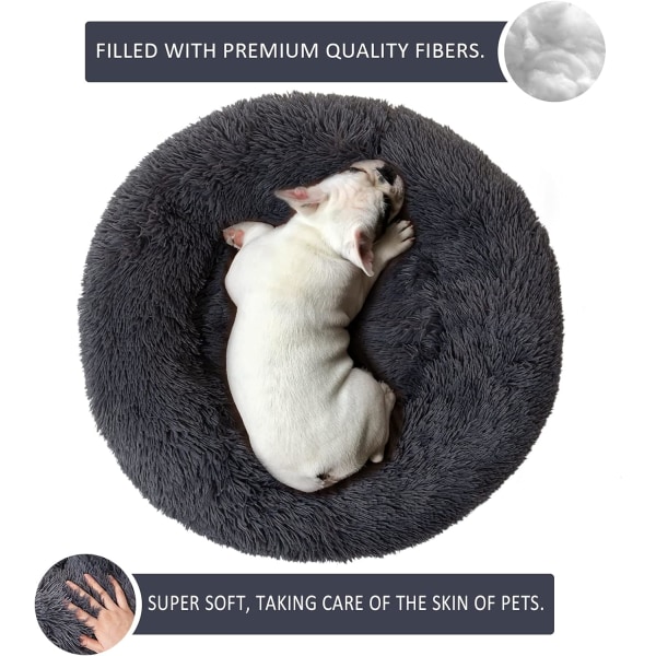 Cat Bed Donut Cuddler, 80cm Dark Grey Flurry Warming Round Pl,ZQKLA