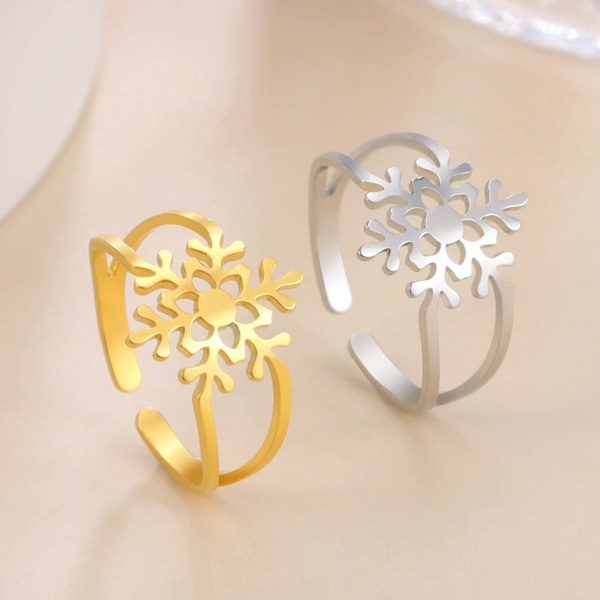 Snöflingringar för Kvinnor Flickor Vinter Snö Justerbar Fingerring, ZQKLA